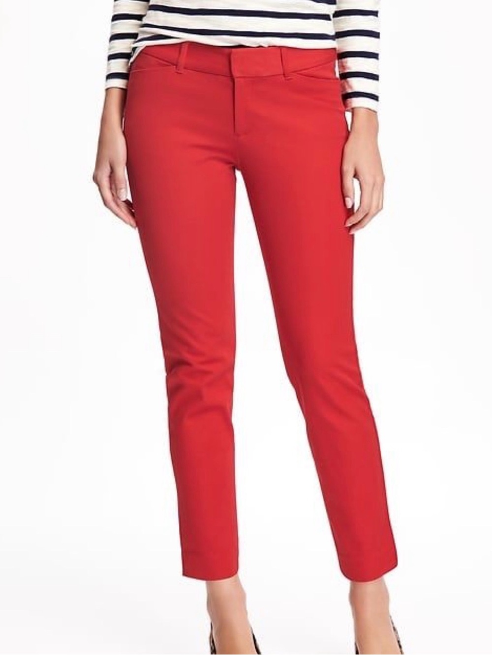 Old Navy Pixie Mid Rise Red Ankle Pants Size S Preppy Modern Workwear